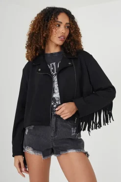 Faux Suede Biker Jacket