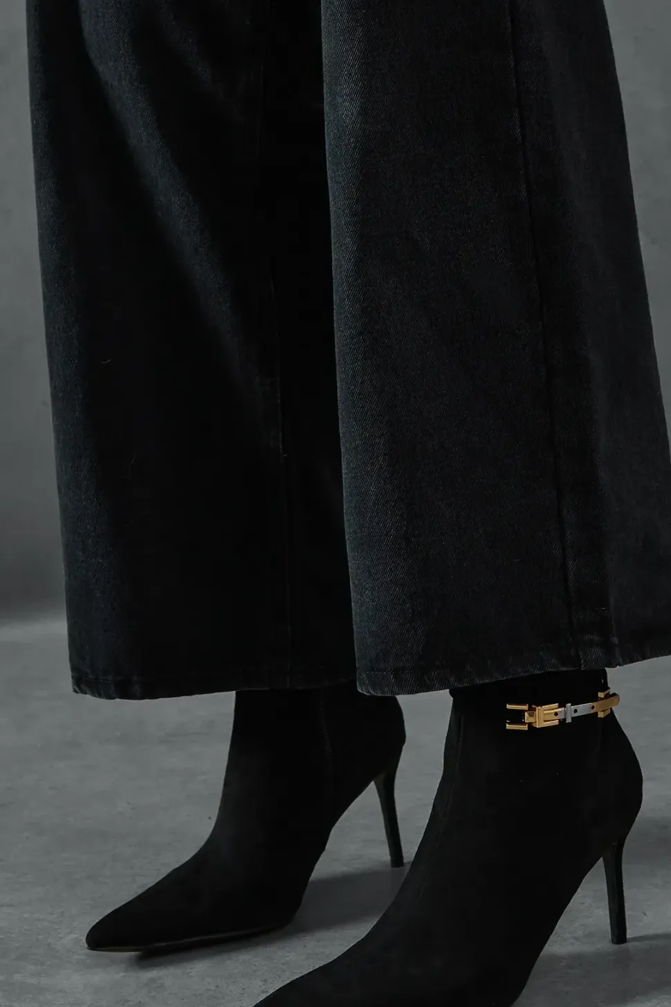Faux Suede Buckle Ankle Heeled Boots