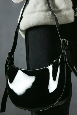 Faux Suede Detail Slouch Shoulder Bag