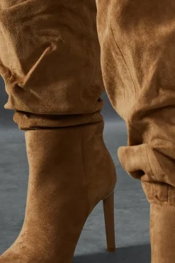 Faux Suede Ruched Stiletto Boots