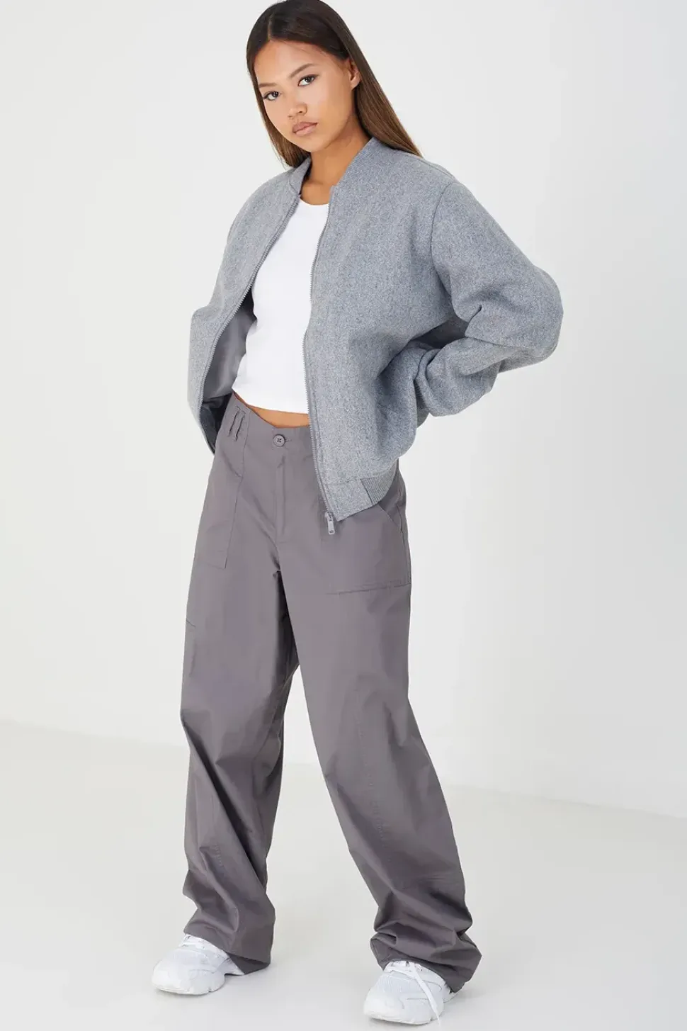 Faux Wool Bomber Jacket