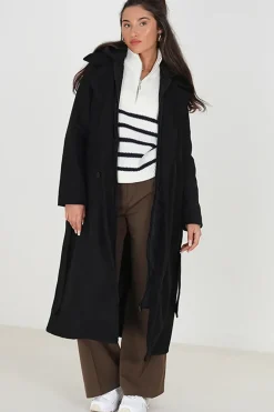 Faux Wool Maxi Hooded Trench Coat