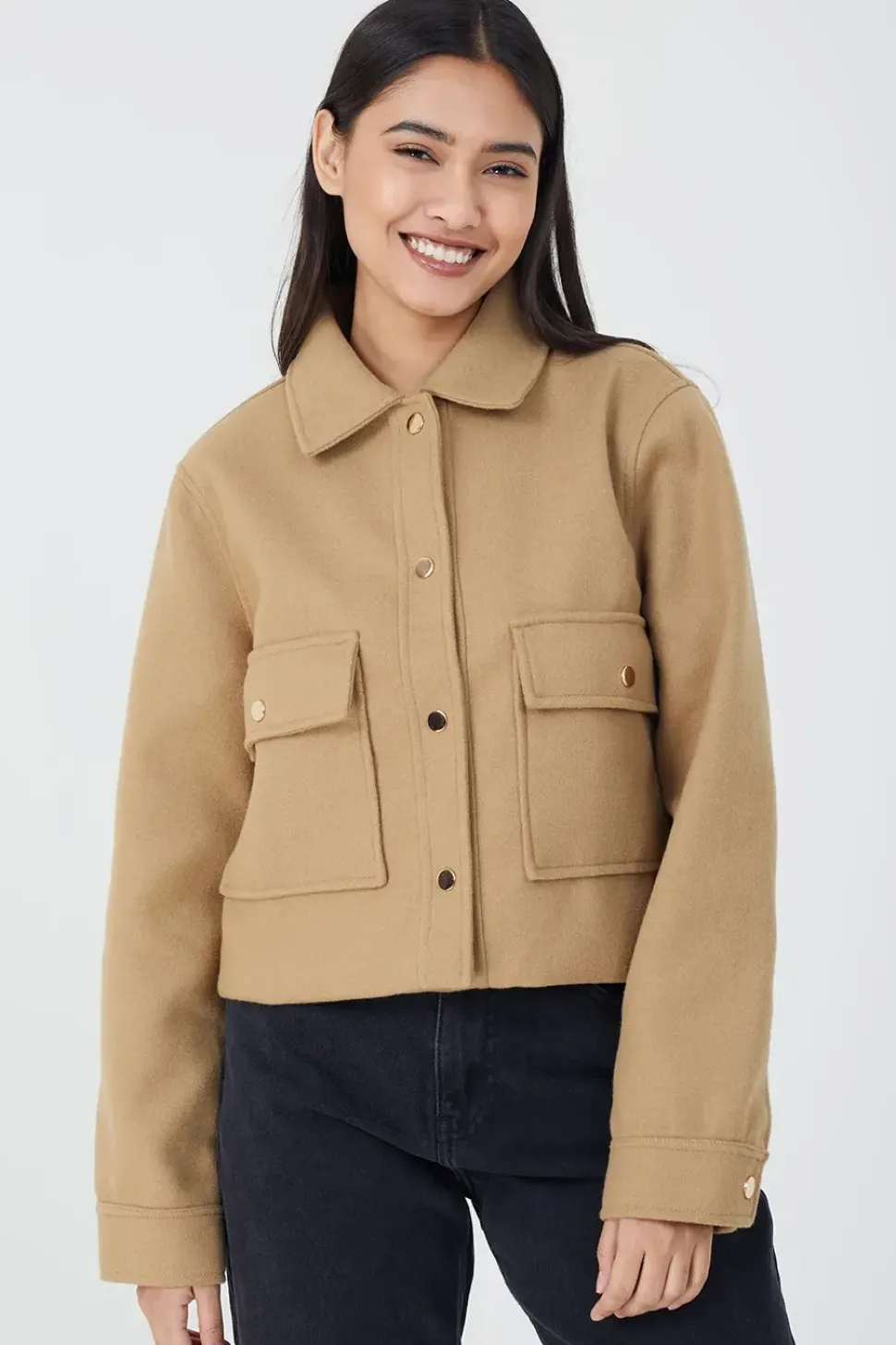 Faux Wool Swing Jacket