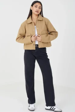 Faux Wool Swing Jacket
