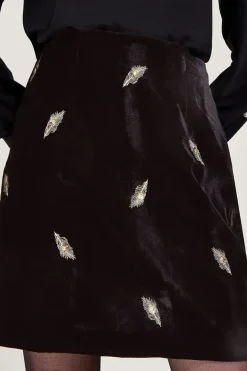 Faye Embellished Velvet Skirt