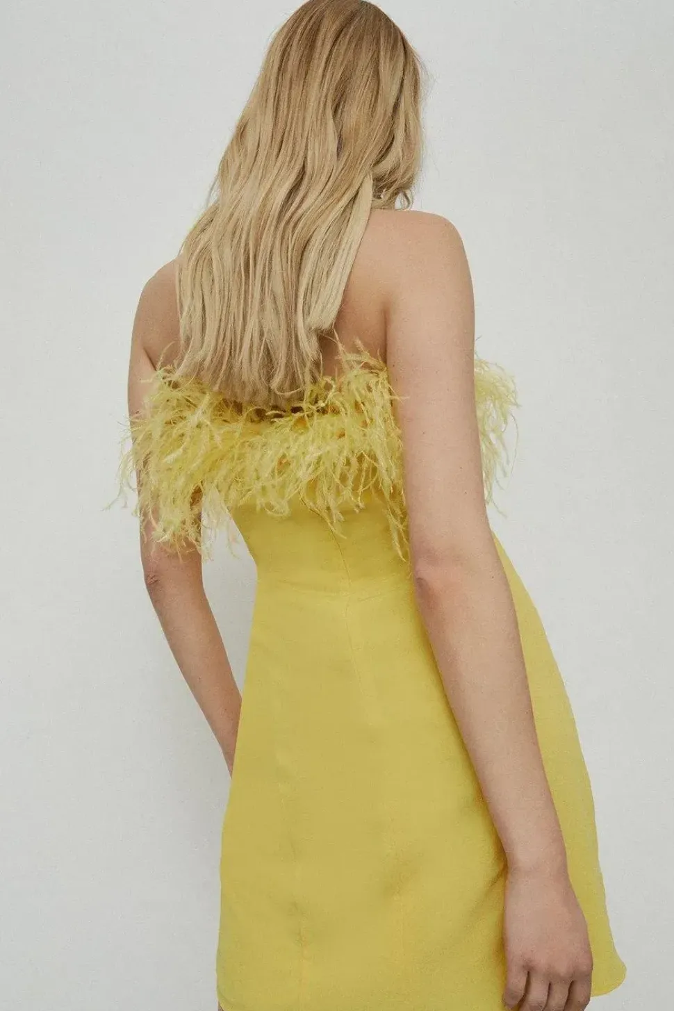 Feather Bandeau Mini Dress
