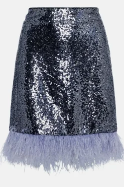 Feather Contrast Hem Mini Skirt