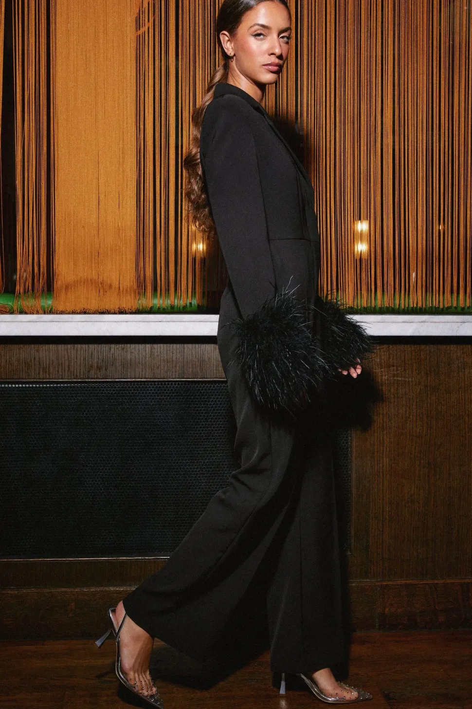 Feather Cuff Tailored Jumpsuit