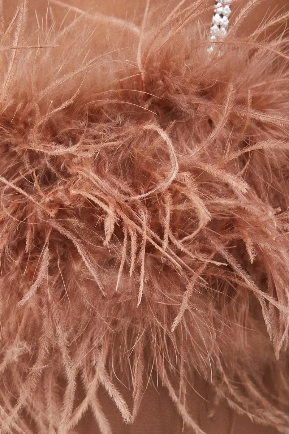 Feather Detail Diamante Strap Bandeau Midi Dress