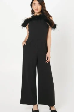 Feather Off Shoulder Jumpsuit