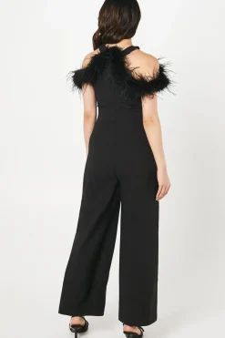 Feather Off Shoulder Jumpsuit