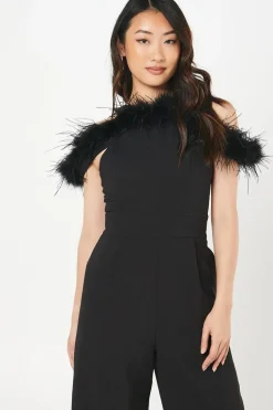Feather Off Shoulder Jumpsuit