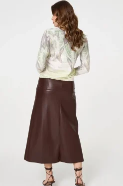 Feather Print Long Sleeve Knit Top