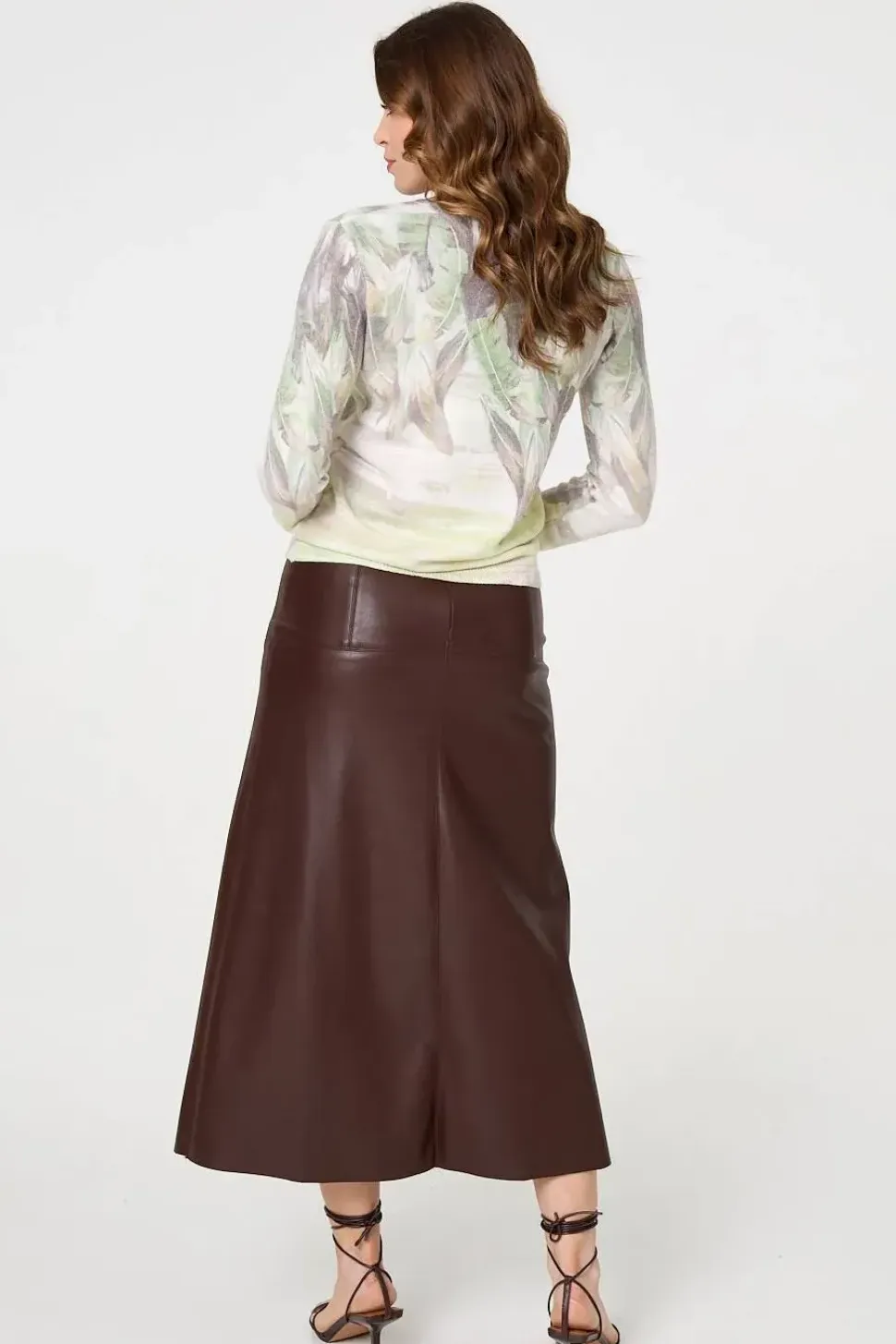 Feather Print Long Sleeve Knit Top
