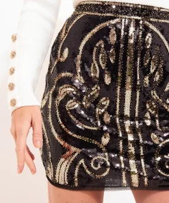 Festive Sparkle Stretch Sequin A-Line Mini Skirt