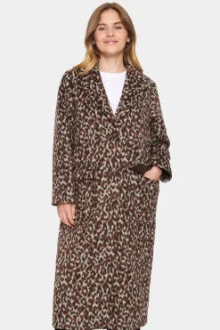Fideli Single Breasted Printed Coat-Animal Print