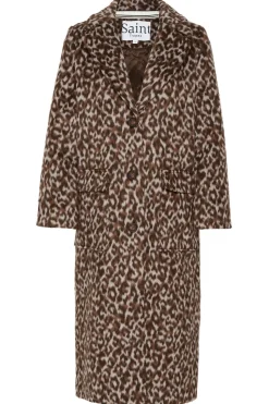 Fideli Single Breasted Printed Coat-Animal Print