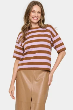 Fikam Short Sleeve Striped Pullover-Striped