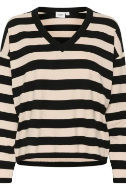 Fikam V-neck Long Sleeve Pullover-Striped