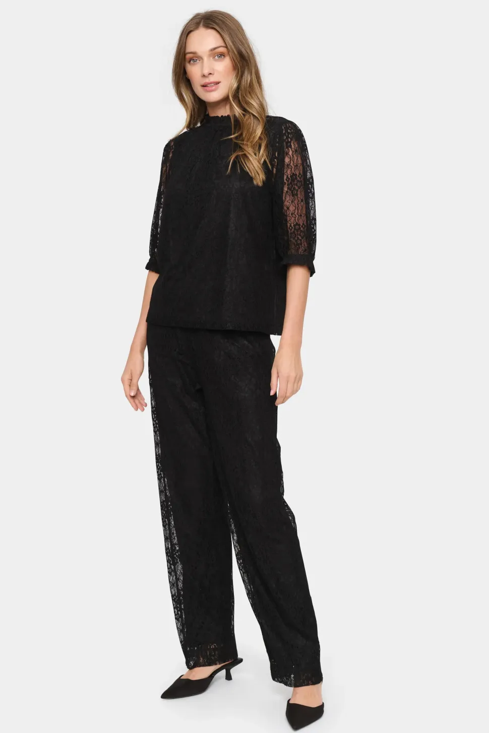 Filipa Lace High Neck Blouse-Lace