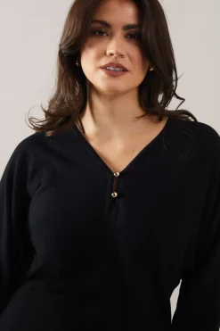 Fine Gauge Button Front V Neck Knitted Top