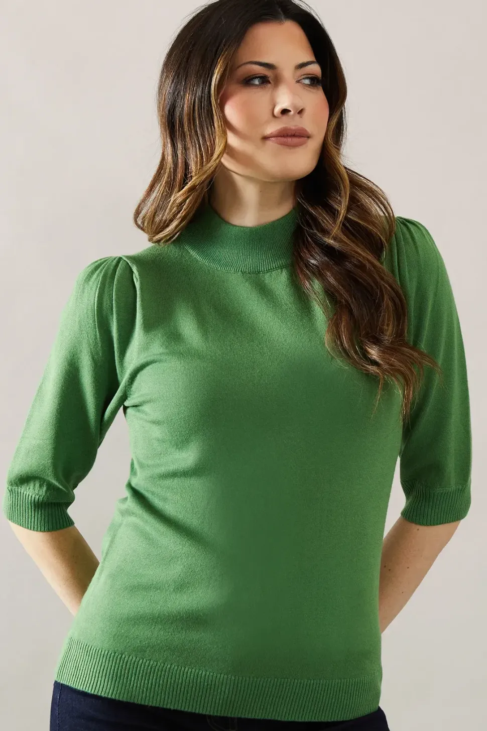 Fine Gauge Puff Sleeve Knitted Top