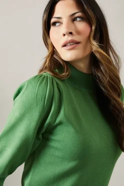Fine Gauge Puff Sleeve Knitted Top