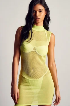 Fine Knit High Neck Sleeveless Mini Dress