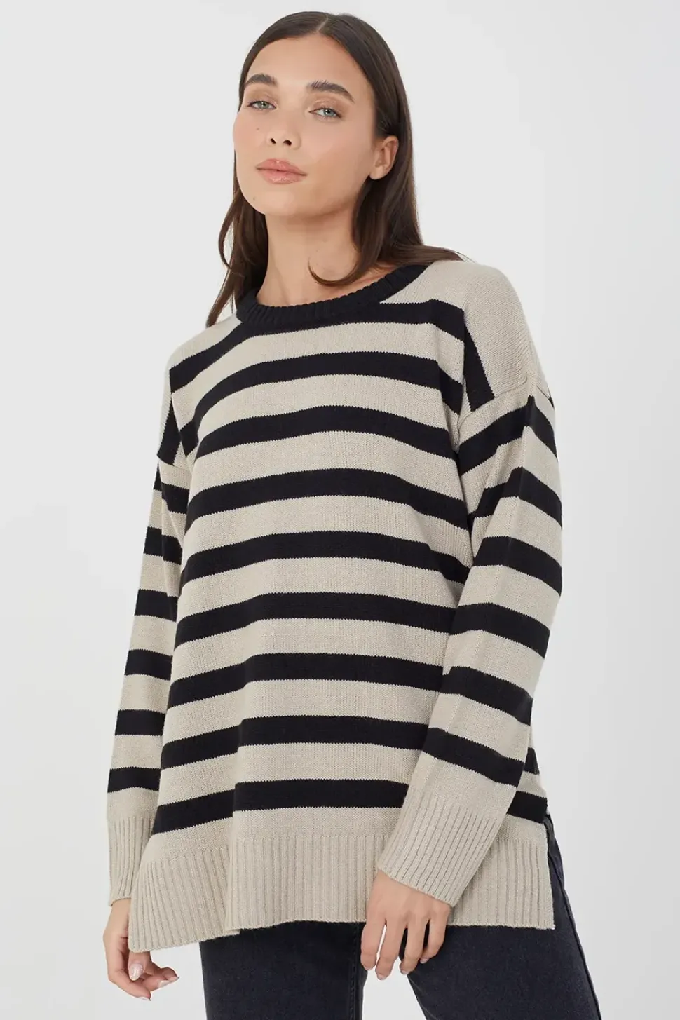 Fine Stripe Oversized Knitted Jumper
