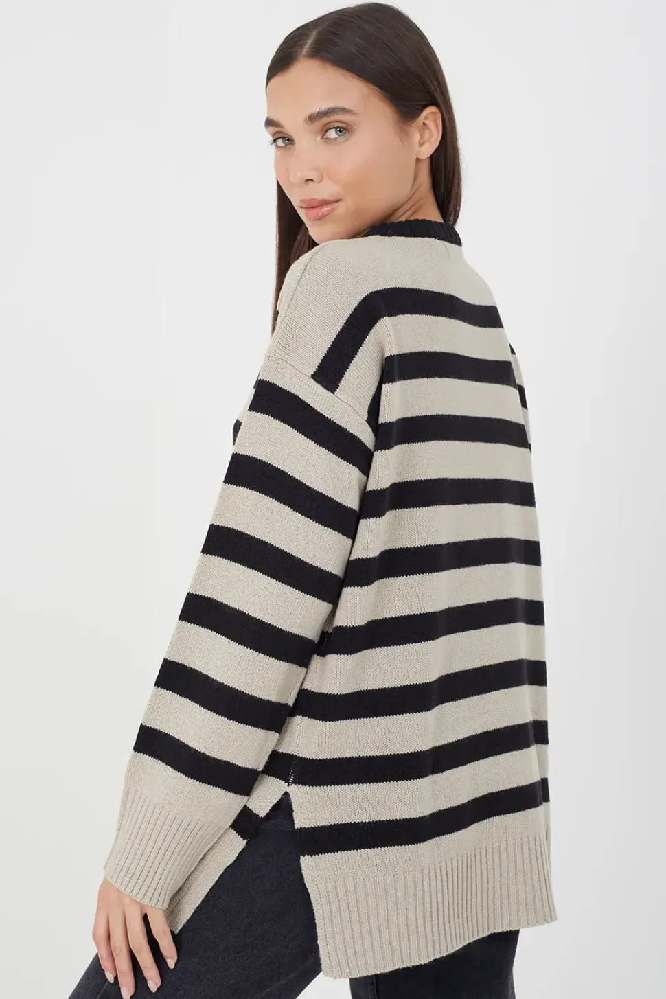 Fine Stripe Oversized Knitted Jumper
