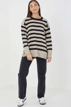 Fine Stripe Oversized Knitted Jumper