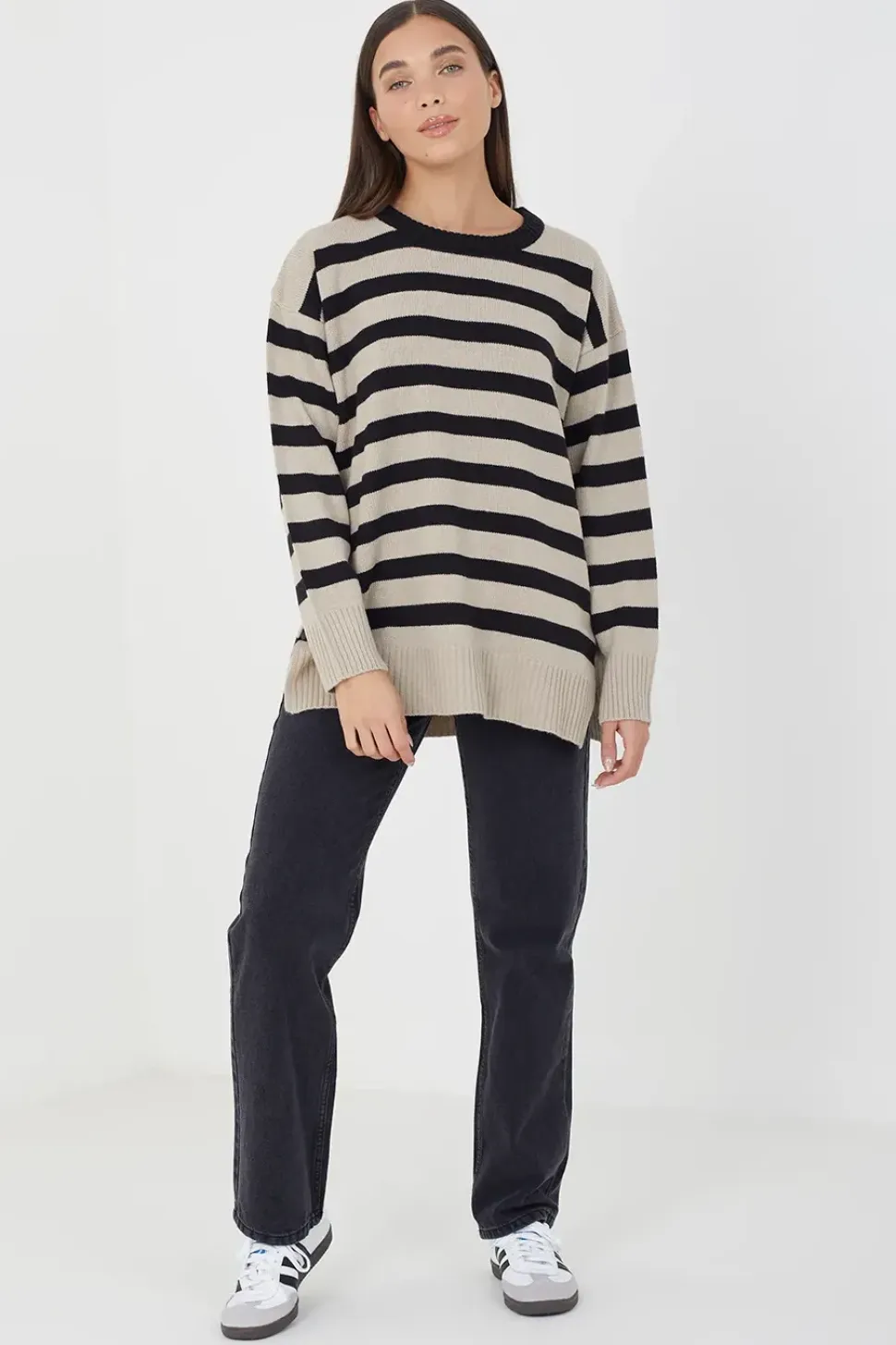 Fine Stripe Oversized Knitted Jumper