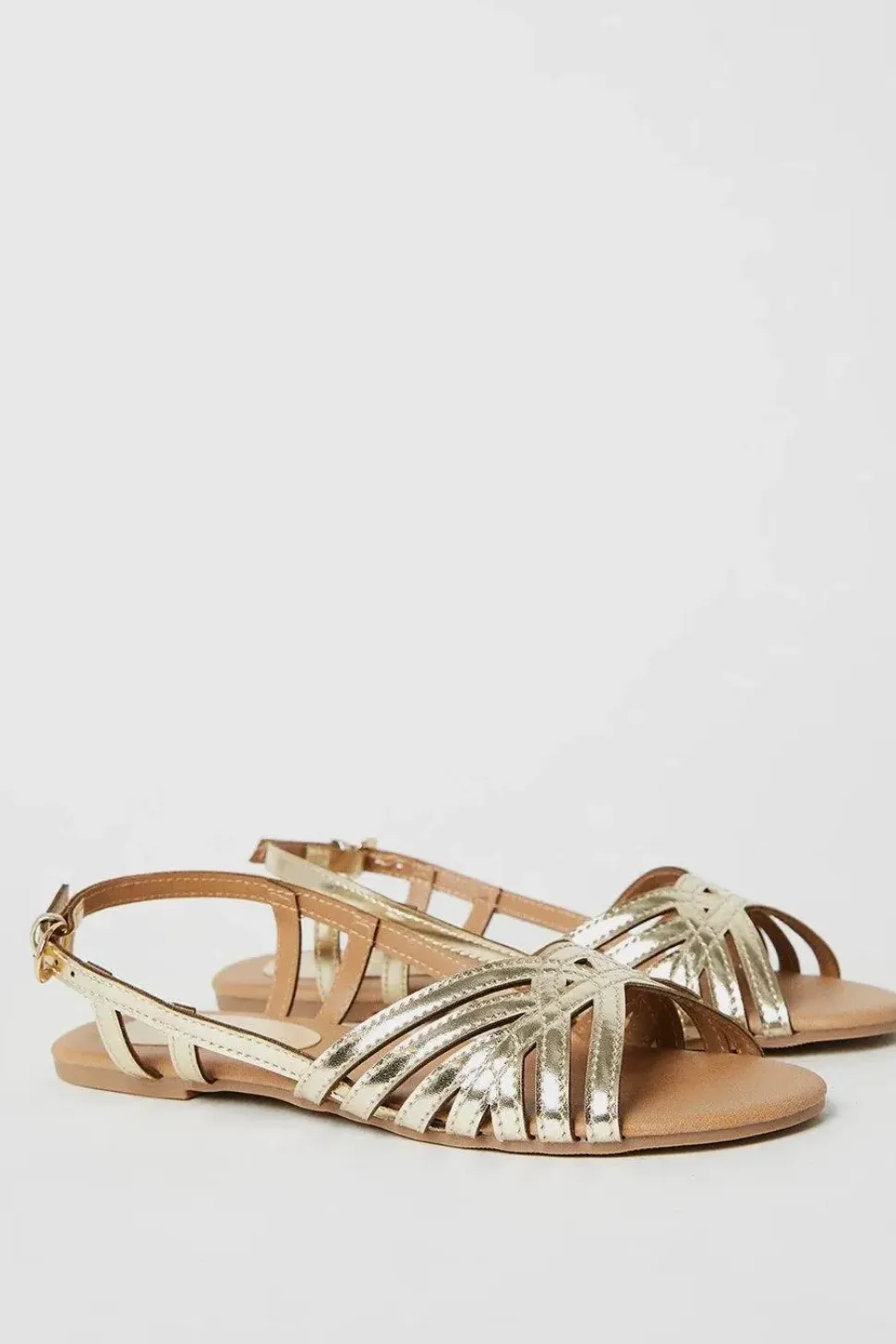 Fiona Faux Leather Lattice Peep Toe Slingback Flat Sandals
