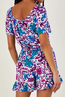 Fire Flower Ikat Print Shorts