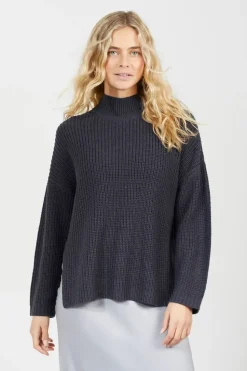 Fisherman Knit Funnel Neck Jumper
