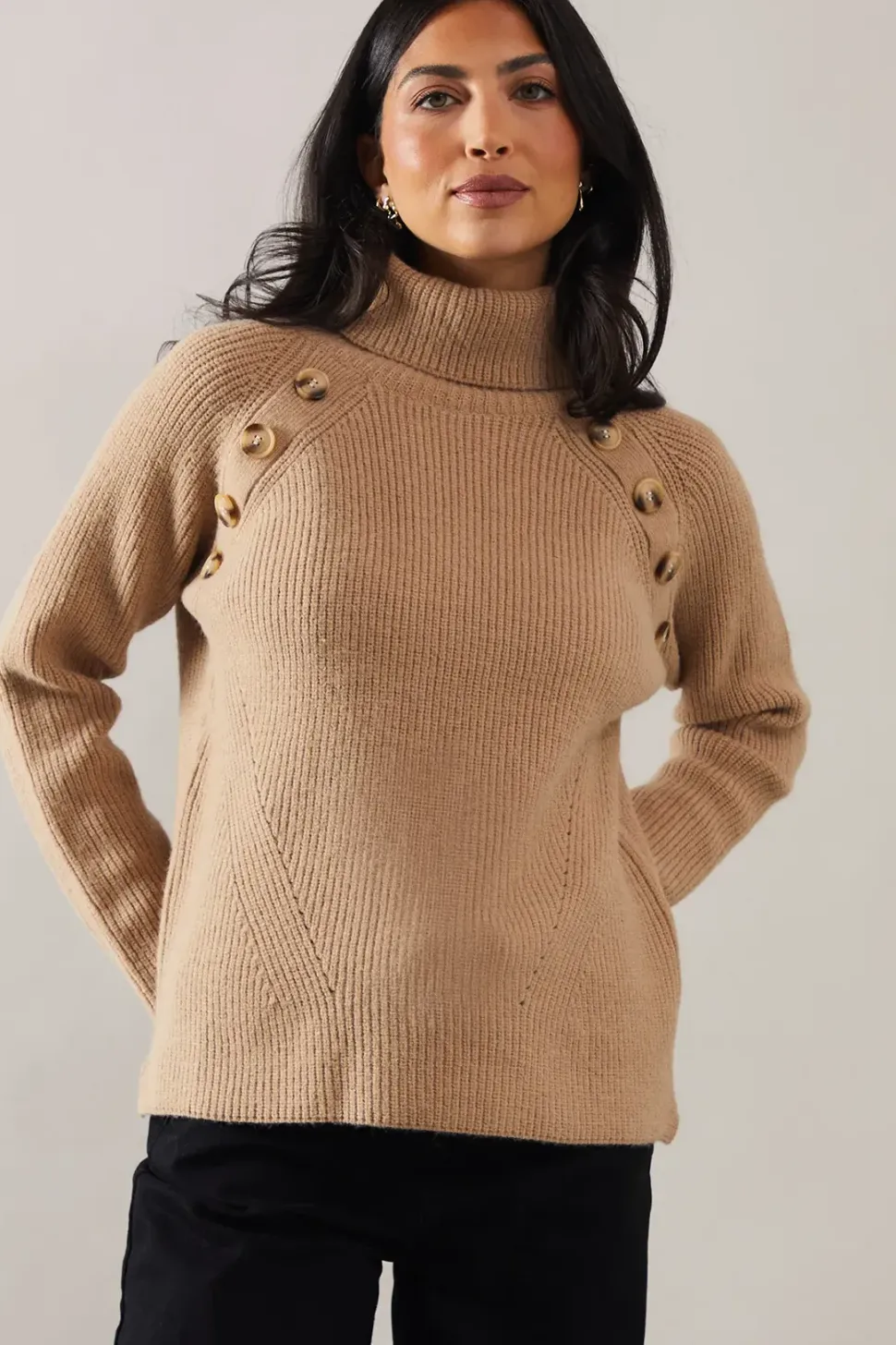 Fisherman Rib Roll Neck Jumper