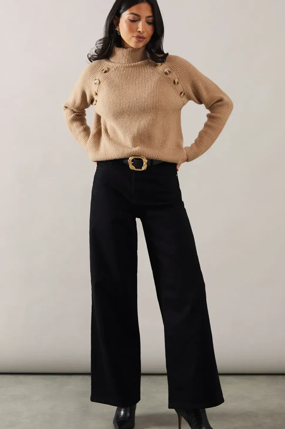Fisherman Rib Roll Neck Jumper