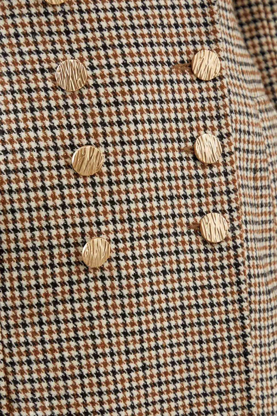 Fitted Double Breasted Check Wool Mix Midi Coat