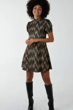 Fixed Wrap Skater Dress With Tie