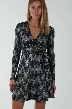 Fixed Wrap Skater Dress With Tie