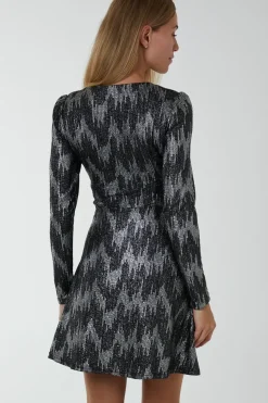 Fixed Wrap Skater Dress With Tie