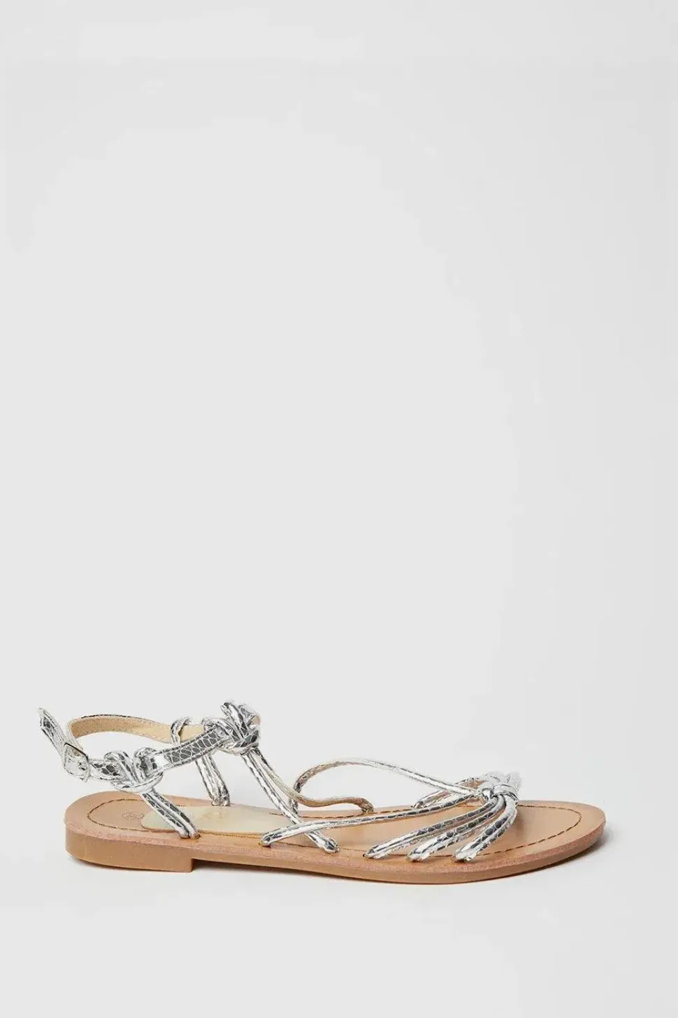 Fleur Metallic Knotted Front Flat Sandals