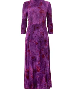 Flocked Print Maxi Dress