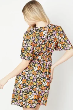 Floral Angel Sleeve Mini Dress