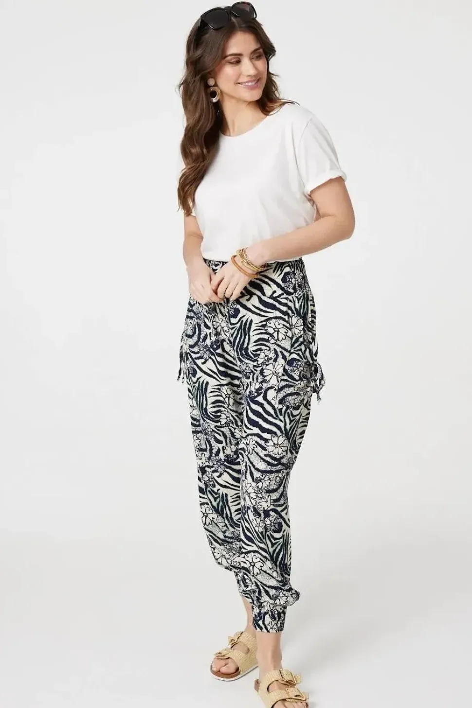 Floral Animal Print Harem Trousers