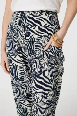 Floral Animal Print Harem Trousers