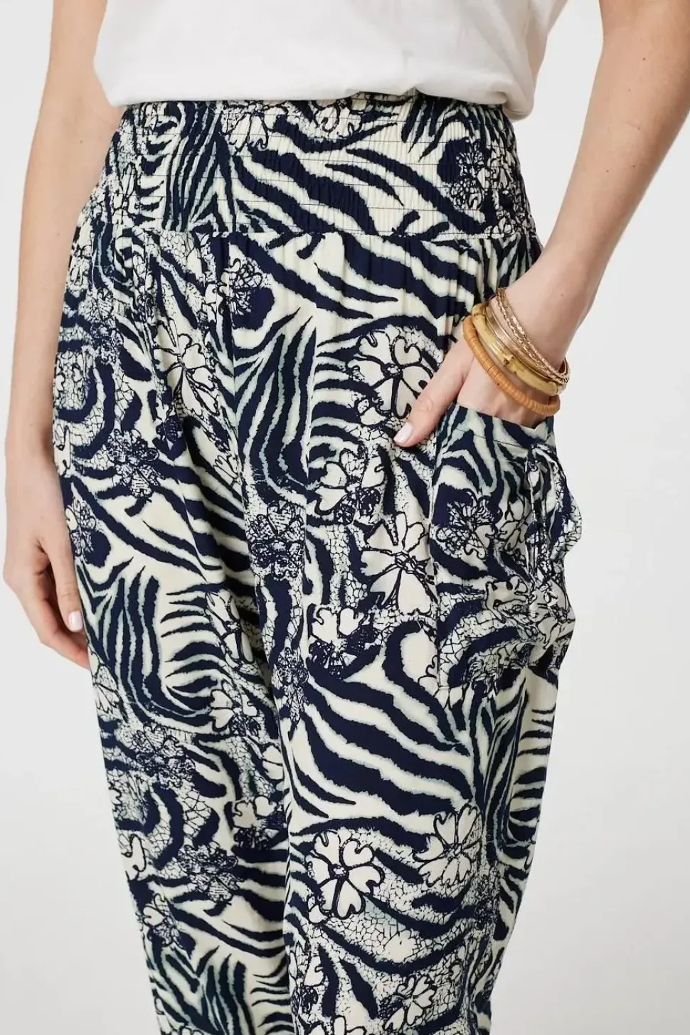 Floral Animal Print Harem Trousers