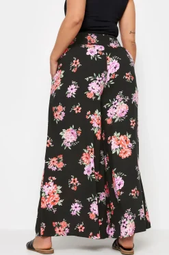 Floral Bloom Print Shirred Wide Leg Trousers