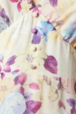 Floral Button Long Sleeve Midi Dress