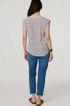 Floral Cap Sleeve Relaxed Top